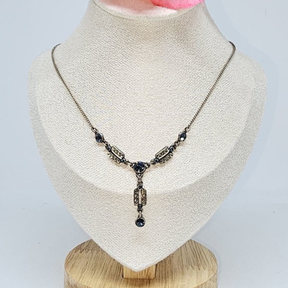 Peter Lang Rhinestone Art Deco Choker Silver Tone Necklace - Picture 10 of 12